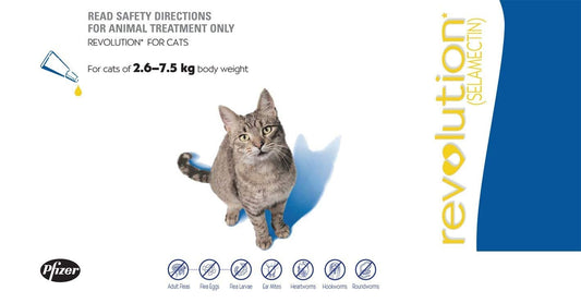 REVOLUTION FLEA, TICK, AND HEARTWORM PREVENTION FOR CATS 6% / 45 MG (2.6-7.5 KG) - BLUE (3 DOSES)