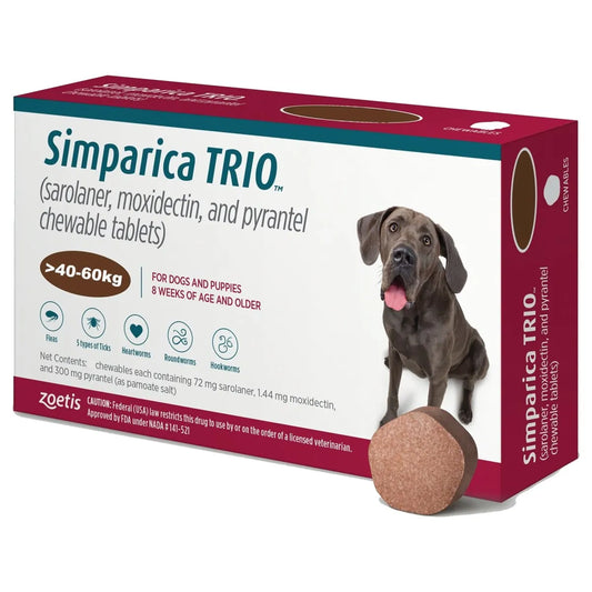 Simparica Trio 72mg Chewable Tablets for Dogs (40 - 60kg) 3 tabs